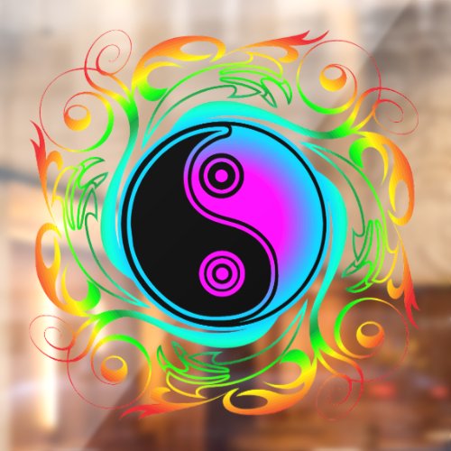 Yin Yang Psychedelic Rainbow Tattoo Window Cling