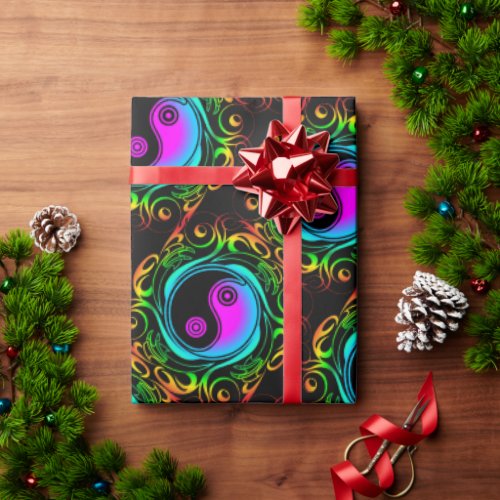 Yin Yang Psychedelic Rainbow Tattoo Wrapping Paper