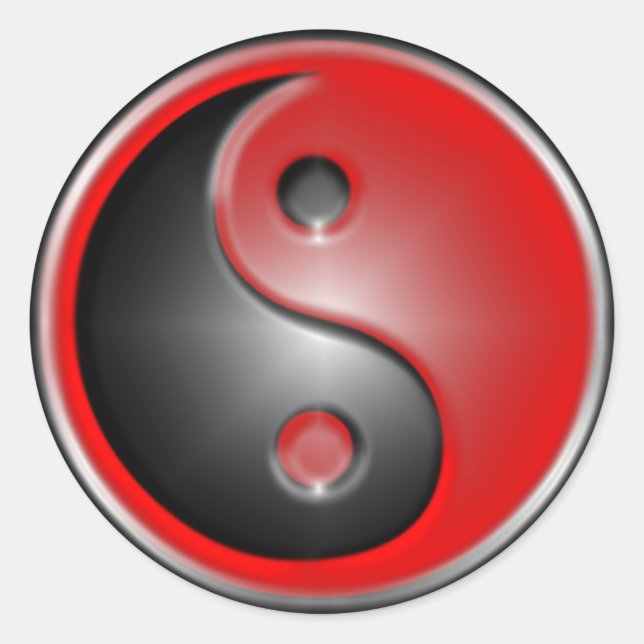 yin-yang-red classic round sticker (Front)