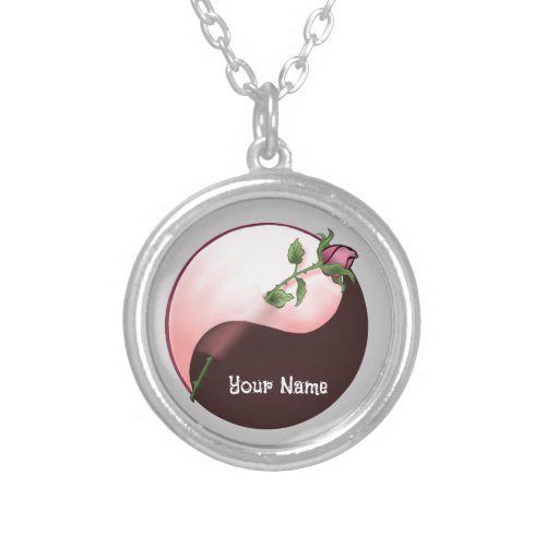 Yin Yang Red Rose round necklace
