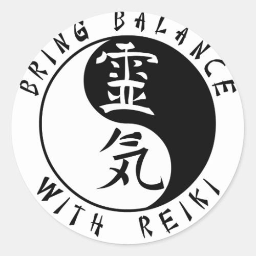 Yin Yang Reiki Kanji Classic Round Sticker