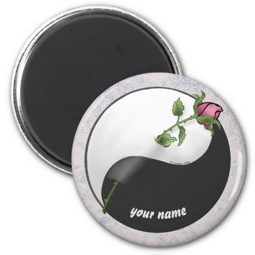 Yin Yang rose custom name magnet