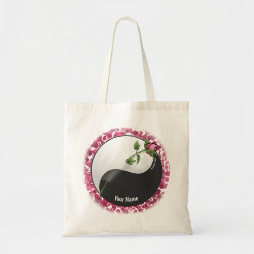 Yin Yang Rose custom name Tote Bag