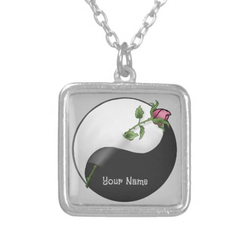 Yin Yang Rose Silver Plated Necklace