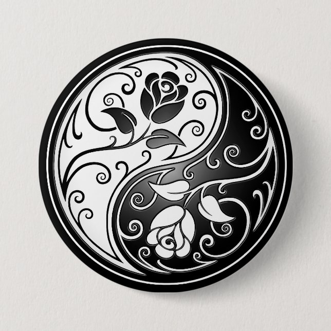 Yin Yang Roses, black Button (Front)