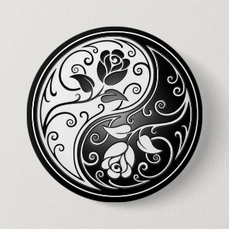Yin Yang Roses, black Button
