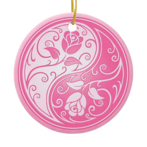 Yin Yang Roses, pink Ceramic Ornament