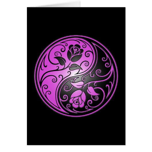 Yin Yang Roses, purple and black Cards (Front)
