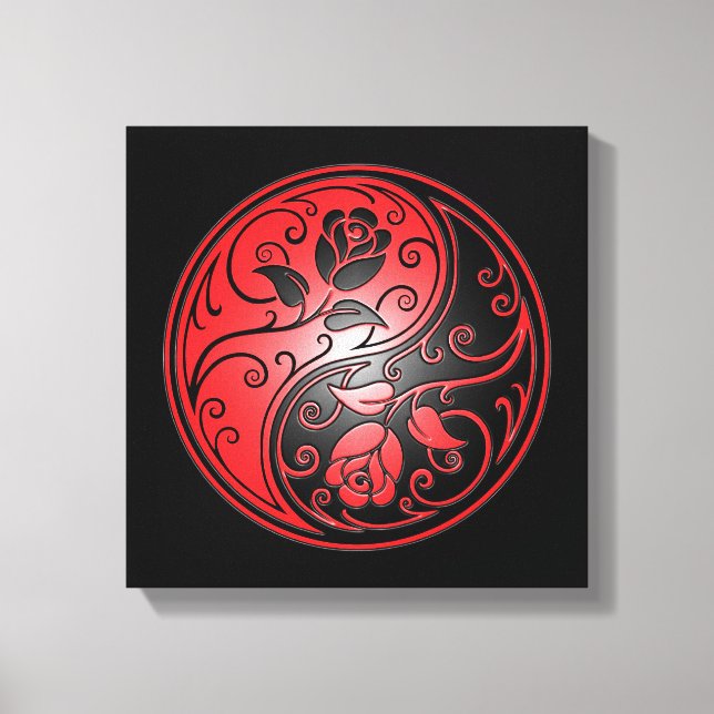 Yin Yang Roses, red and black Canvas Print (Front)