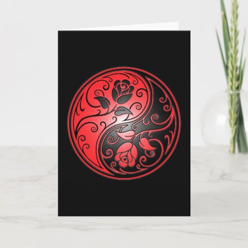Yin Yang Roses red and black Card