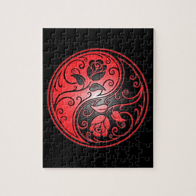 Yin Yang Roses, red and black Jigsaw Puzzle (Vertical)