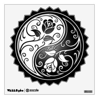Yin Yang Roses, white and black Wall Sticker