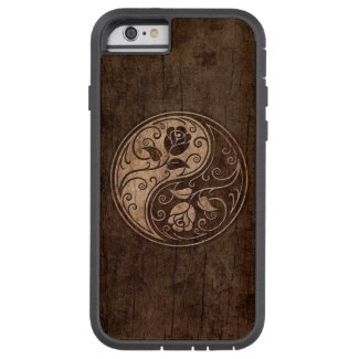 Yin Yang Roses with Wood Grain Effect iPhone 6 Case