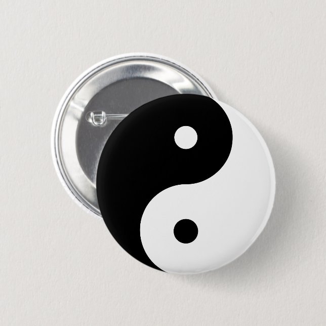 Yin Yang Round Symbol Black White Dancing Shapes Button (Front & Back)