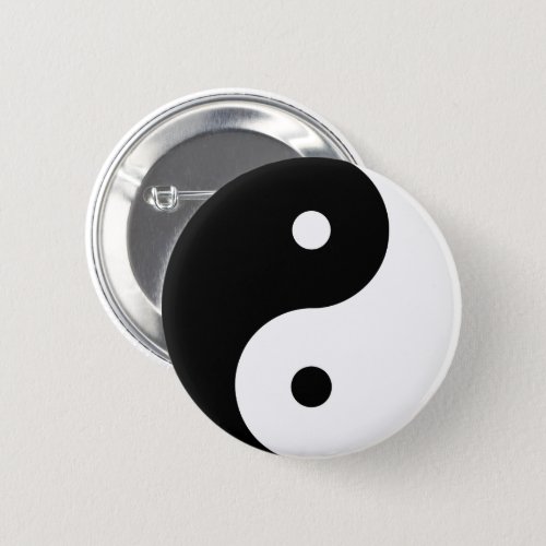 Yin Yang Round Symbol Black White Dancing Shapes Button
