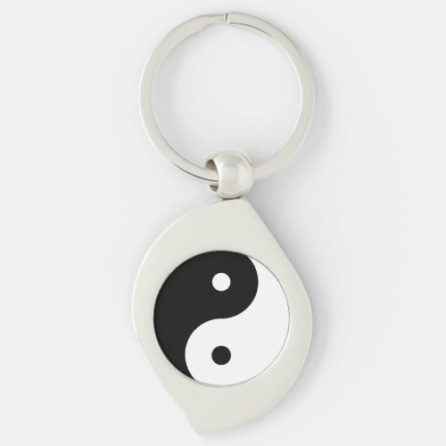 Yin Yang Round Symbol Black White Dancing Shapes Keychain
