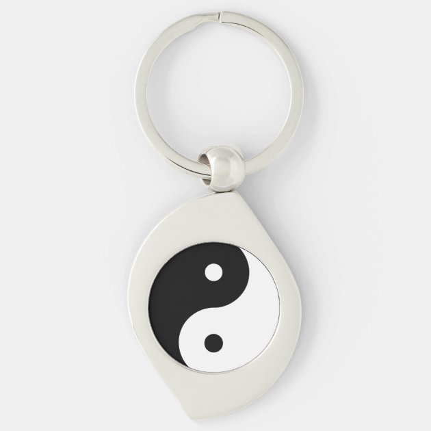 Key Chain / Keyring round Yin Yang Black and White not beveled Ying Yang 