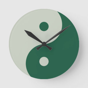 Yin Yang Sage Green Round Clock