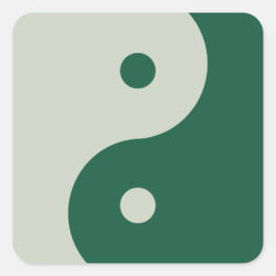 Yin Yang Sage Green Square Sticker