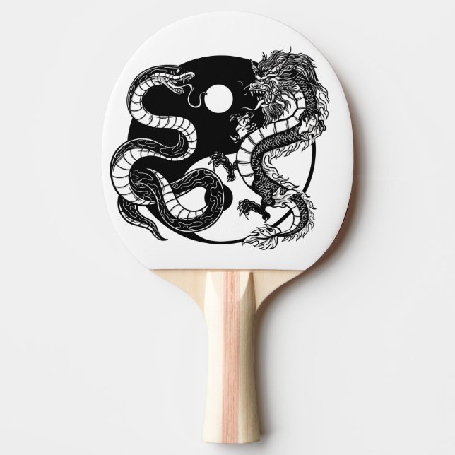 Yin Yang Schlange Drache Ping Pong Paddle (Front)