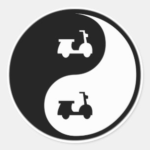 Yin Yang Scooters Classic Round Sticker