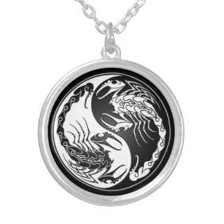 Yin Yang Scorpions Silver Plated Necklace