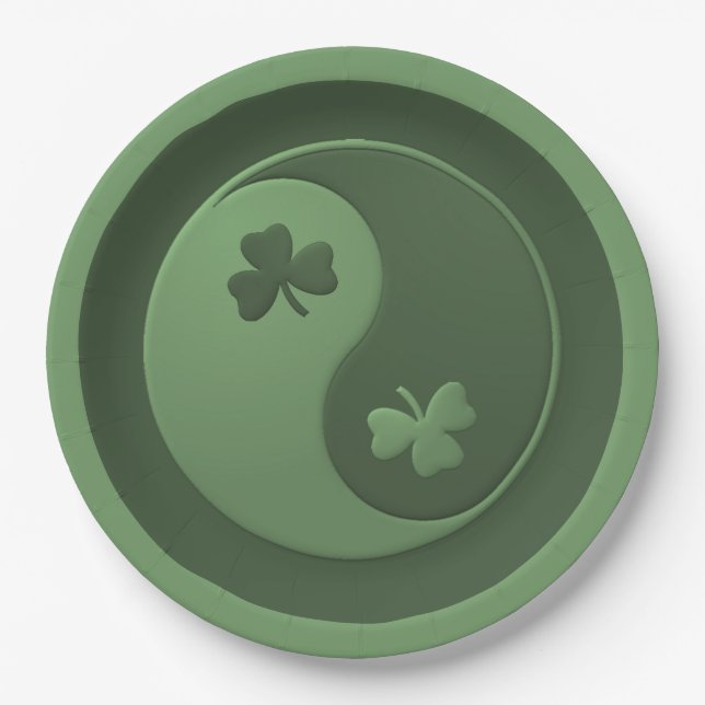 Yin Yang Shamrocks Paper Plates (Front)
