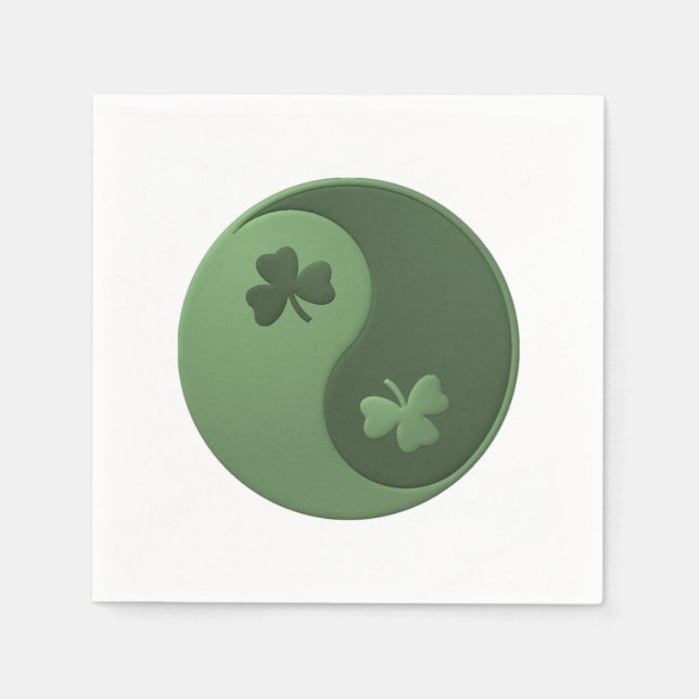 Yin Yang Shamrocks St. Patrick's Day Napkins (Front)