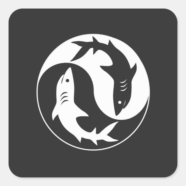Yin Yang Shark Square Sticker (Front)