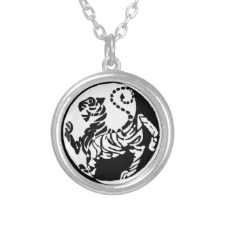 YIN YANG SHOTOKAN TIGER SILVER PLATED NECKLACE