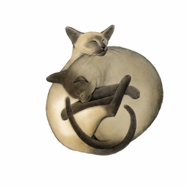 Yin Yang Siamese Cats Holiday Ornament Statuette (Front)