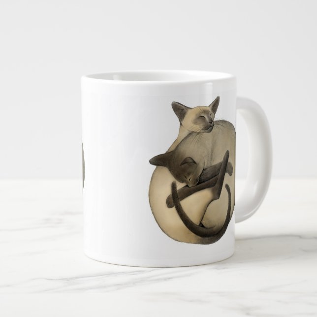 Yin Yang Siamese Cats Jumbo Mug (Front Right)