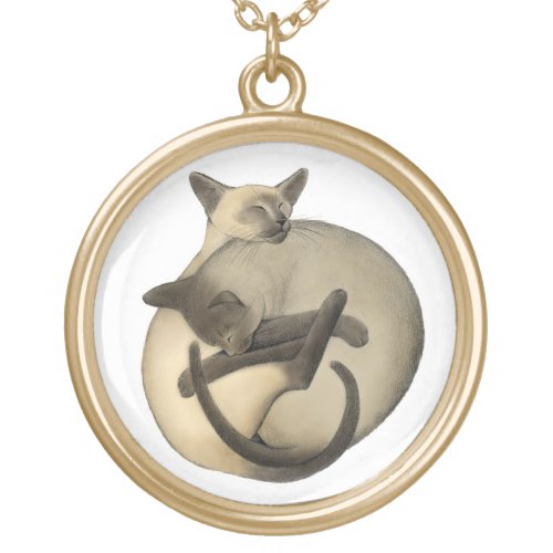 Yin Yang Siamese Cats Necklace
