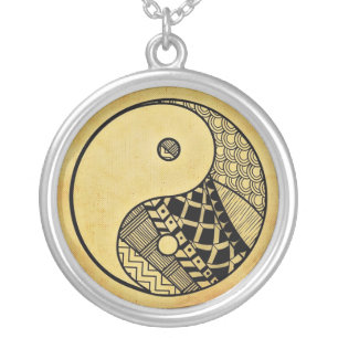 Yin yang silver plated necklace