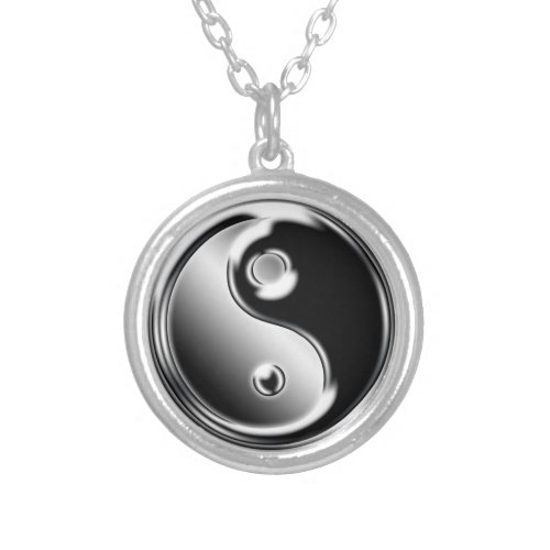 yin yang silver plated necklace