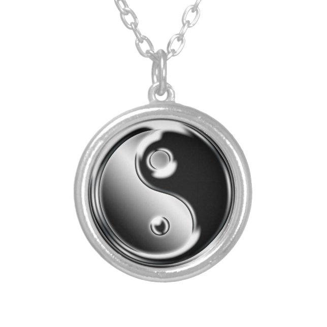 yin yang silver plated necklace (Front)