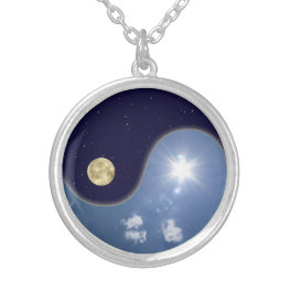 yin yang silver plated necklace