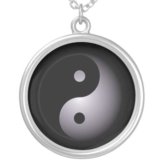 Yin yang silver plated necklace (Front)