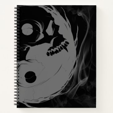 Yin-Yang Skull Spiral Sketchpad Inverted Notebook