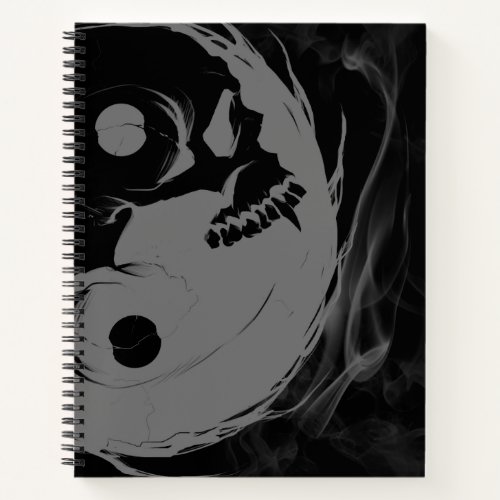 Yin_Yang Skull Spiral Sketchpad Inverted Notebook