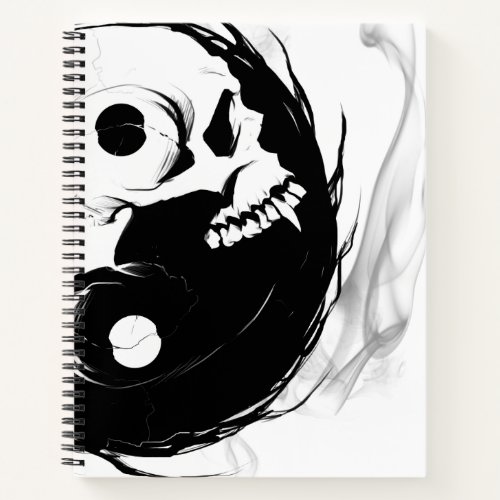Yin_Yang Skull Spiral Sketchpad Notebook