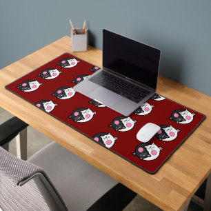 Yin Yang Sleeping Cats In Black And White  Desk Mat