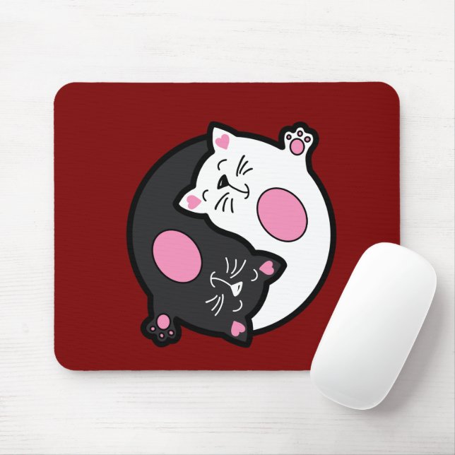 Yin Yang Sleeping Cats In Black And White  Mouse Pad (With Mouse)
