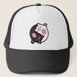 Yin Yang Sleeping Cats In Black And White Trucker Hat