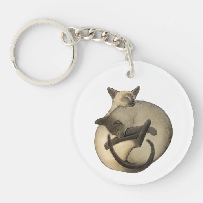 Yin Yang Sleeping Siamese Cats Keychain