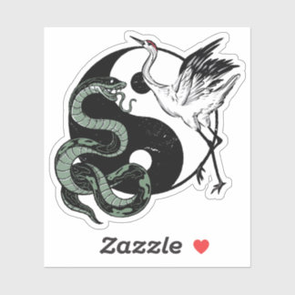 Yin yang Snake And Crane Symbol Sticker