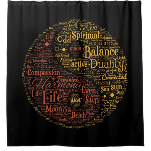 Yin Yang Spiritual Color Word Art Shower Curtain