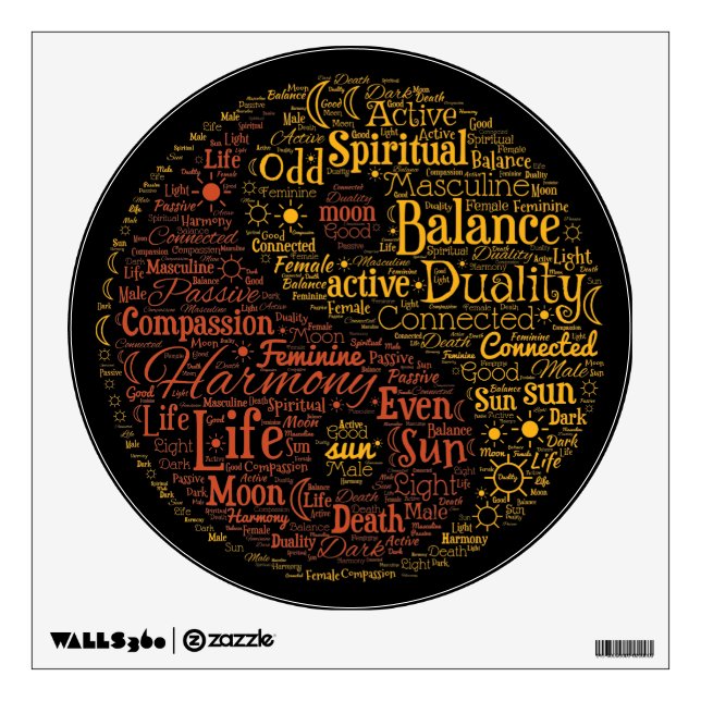 Yin Yang Spiritual Word Art Wall Decal (Front)