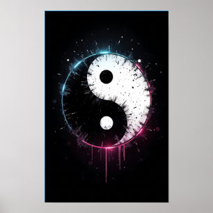 Yin Yang Splash Art Poster Print - Zen Decor