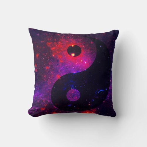 Yin Yang Stardust Blue Purple Red Throw Pillow